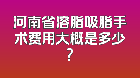 河南省溶脂吸脂手术费用大概是多少？