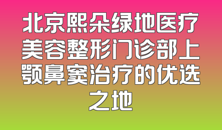 北京熙朵绿地医疗美容整形门诊部上颚鼻窦治疗的优选之地
