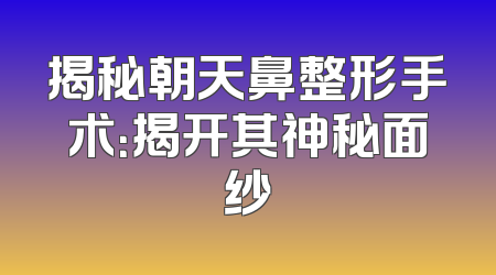 揭秘朝天鼻整形手术：揭开其神秘面纱