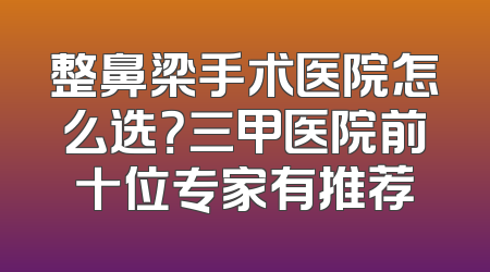整鼻梁手术医院怎么选？三甲医院前十位专家有推荐