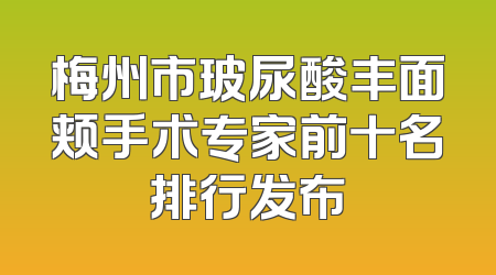 梅州市玻尿酸丰面颊手术专家前十名排行发布