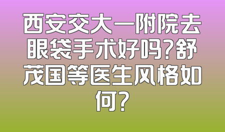 西安交大一附院去眼袋手术好吗？舒茂国等医生风格如何？