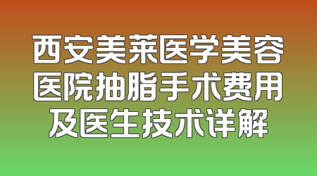 西安美莱医学美容医院抽脂手术费用及医生技术详解