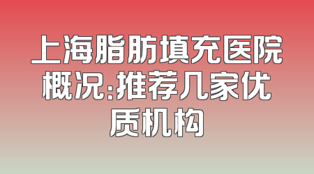 上海脂肪填充医院概况：推荐几家优质机构