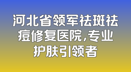 河北省领军祛斑祛痘修复医院，专业护肤引领者
