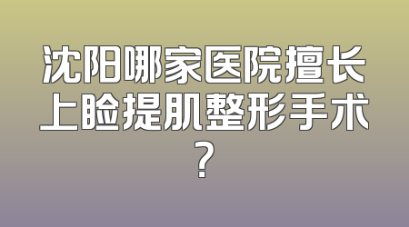 沈阳哪家医院擅长上睑提肌整形手术？