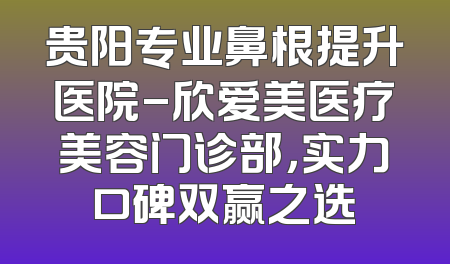 贵阳专业鼻根提升医院-欣爱美医疗美容门诊部，实力口碑双赢之选