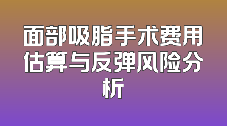 面部吸脂手术费用估算与反弹风险分析