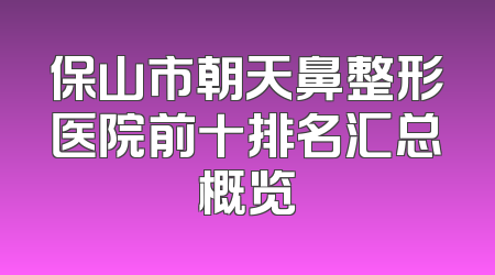 保山市朝天鼻整形医院前十排名汇总概览
