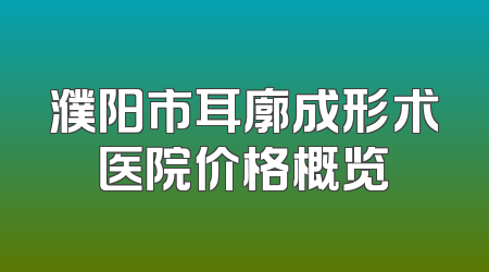 濮阳市耳廓成形术医院价格概览