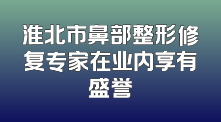 淮北市鼻部整形修复专家在业内享有盛誉