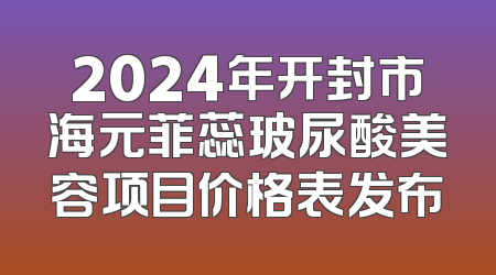 2024年开封市海元菲蕊玻尿酸美容项目价格表发布
