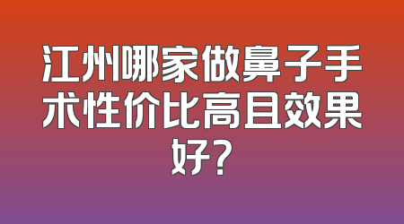 江州哪家做鼻子手术性价比高且效果好？