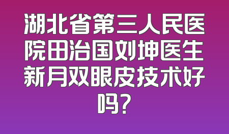 湖北省第三人民医院田治国刘坤医生新月双眼皮技术好吗？