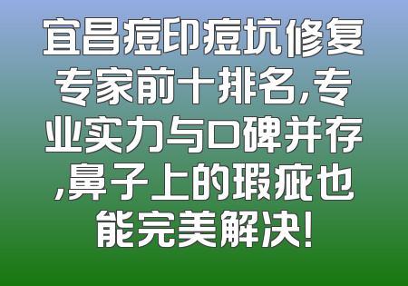 宜昌痘印痘坑修复专家前十排名，专业实力与口碑并存，鼻子上的瑕疵也能完美解决！