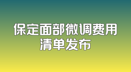 保定面部微调费用清单发布