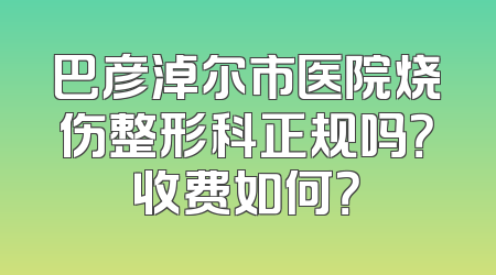 巴彦淖尔市医院烧伤整形科正规吗？收费如何？