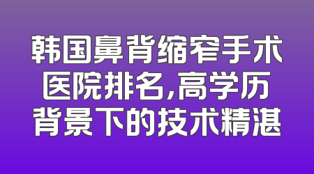 韩国鼻背缩窄手术医院排名，高学历背景下的技术精湛