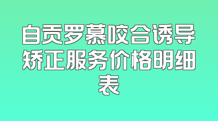 自贡罗慕咬合诱导矫正服务价格明细表