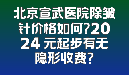 北京宣武医院除皱针价格如何？2024 元起步有无隐形收费？