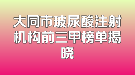 大同市玻尿酸注射机构前三甲榜单揭晓