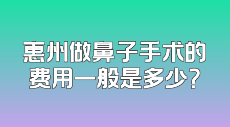 惠州做鼻子手术的费用一般是多少？