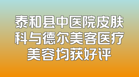 泰和县中医院皮肤科与德尔美客医疗美容均获好评