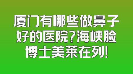 厦门有哪些做鼻子好的医院？海峡脸博士美莱在列！