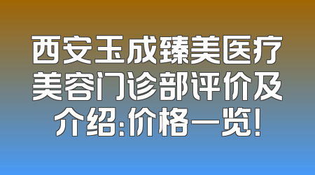 西安玉成臻美医疗美容门诊部评价及介绍：价格一览！