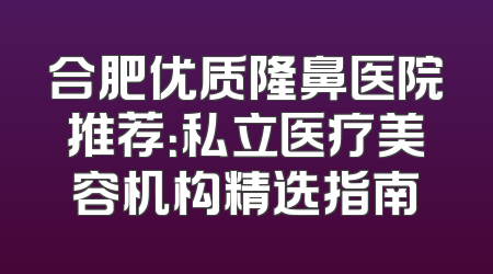 合肥优质隆鼻医院推荐：私立医疗美容机构精选指南