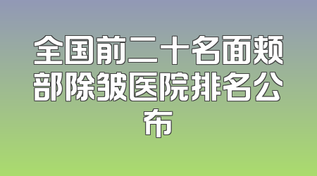 全国前二十名面颊部除皱医院排名公布