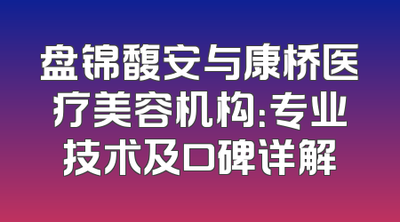 盘锦馥安与康桥医疗美容机构：专业技术及口碑详解