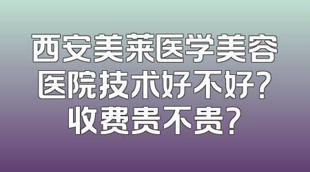 西安美莱医学美容医院技术好不好？收费贵不贵？