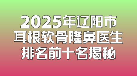 2025年辽阳市耳根软骨隆鼻医生排名前十名揭秘