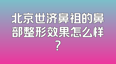 北京世济鼻祖的鼻部整形效果怎么样？