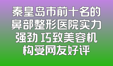 秦皇岛市前十名的鼻部整形医院实力强劲 巧致美容机构受网友好评