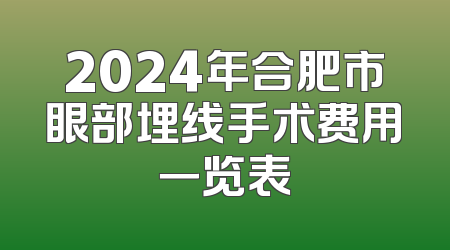 2024年合肥市眼部埋线手术费用一览表
