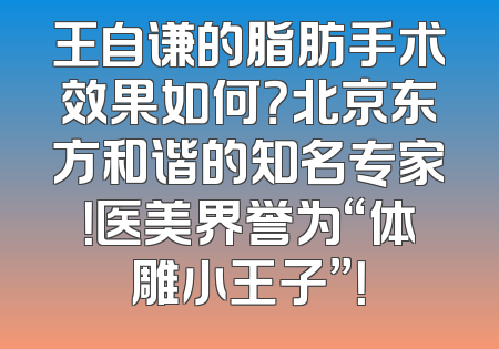 王自谦的脂肪手术效果如何？北京东方和谐的知名专家！医美界誉为“体雕小王子”！