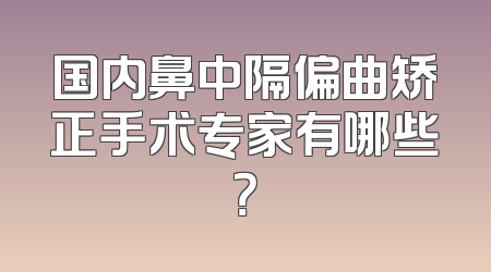 国内鼻中隔偏曲矫正手术专家有哪些？