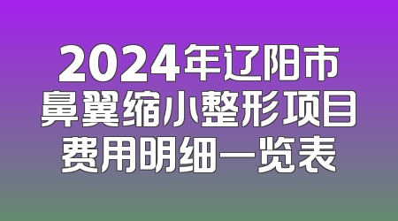 2024年辽阳市鼻翼缩小整形项目费用明细一览表