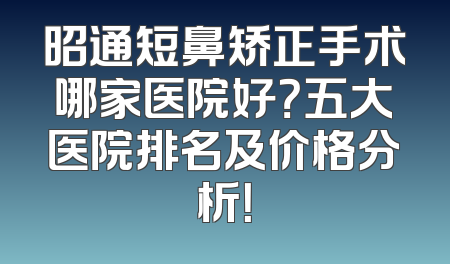 昭通短鼻矫正手术哪家医院好？五大医院排名及价格分析！