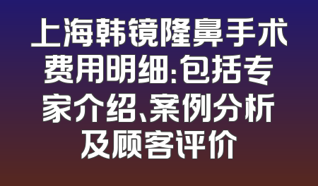 上海韩镜隆鼻手术费用明细：包括专家介绍、案例分析及顾客评价