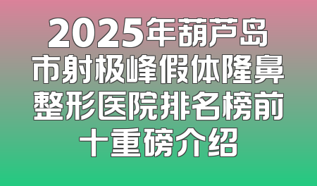 2025年葫芦岛市射极峰假体隆鼻整形医院排名榜前十重磅介绍