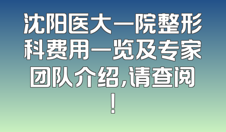 沈阳医大一院整形科费用一览及专家团队介绍，请查阅！
