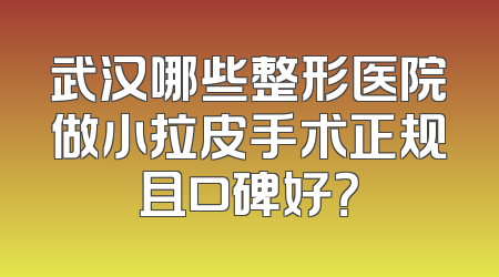 武汉哪些整形医院做小拉皮手术正规且口碑好？