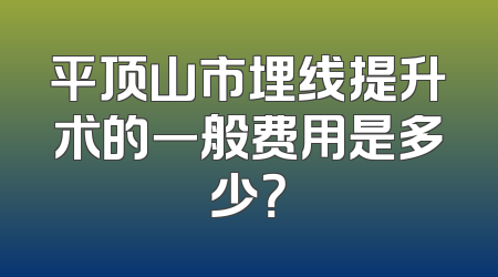 平顶山市埋线提升术的一般费用是多少？