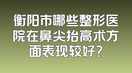 衡阳市哪些整形医院在鼻尖抬高术方面表现较好？
