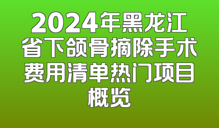 2024年黑龙江省下颌骨摘除手术费用清单热门项目概览