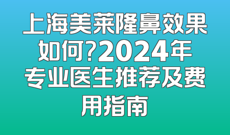上海美莱隆鼻效果如何？2024年专业医生推荐及费用指南
