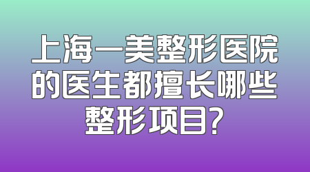 上海一美整形医院的医生都擅长哪些整形项目？